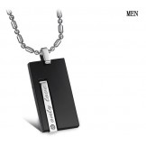 High Quality Black Titanium Necklace For Lovers With Diamond