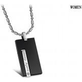 High Quality Black Titanium Necklace For Lovers With Diamond