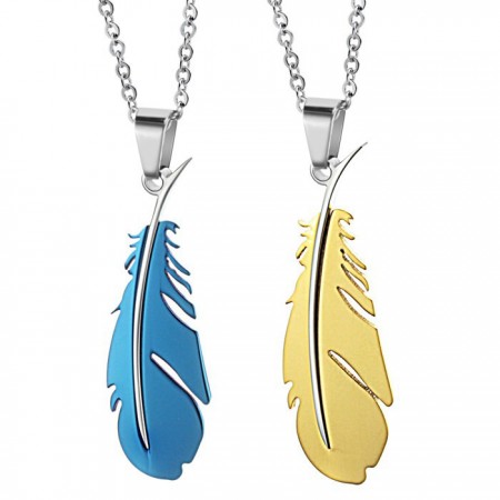 High Quality Feather Shape Titanium Necklace For Lovers 
