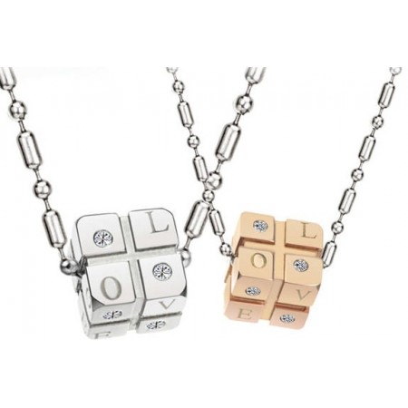 Stable Quality Dice Shape Titanium Necklace For Lovers With Diamond