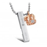 Easy to Use Rectangle Titanium Necklace For Lovers With Rhinestone