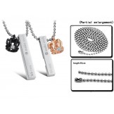 Easy to Use Rectangle Titanium Necklace For Lovers With Rhinestone