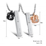 Easy to Use Rectangle Titanium Necklace For Lovers With Rhinestone