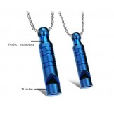 Stable Quality Blue Whistle Shape Titanium Necklace For Lovers