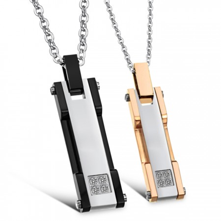 High Quality Titanium Necklace For Lovers With Rhinestone