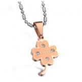 Complete in Specifications Clover Shape Titanium Necklace For Lovers With Rhinestone