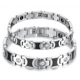 Superior Quality Health Titanium Bracelet For Lovers With Rhinestone