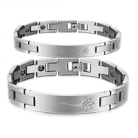 to Enjoy High Reputation at Home and Abroad Titanium Bracelet For Lovers With Diamond