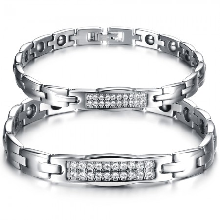 The Queen of Quality Health Titanium Lodestone Bracelet For Lovers With Diamond