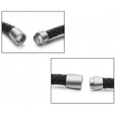 Reliable Quality Male Round Shape Titanium Leather Bangle 