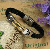 Excellent Quality Male Titanium Leather Bangle 