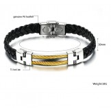 Excellent Quality Male Titanium Leather Bangle 