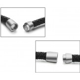 High Quality Black Titanium Leather Bangle 