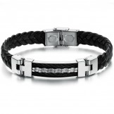 Reliable Quality Classic Titanium Leather Bangle 