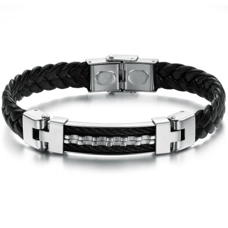 Reliable Quality Classic Titanium Leather Bangle 