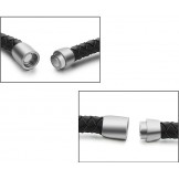 The Queen of Quality Male Black Titanium Leather Bangle 