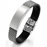 Wide Varieties Male Titanium Leather Bangle 
