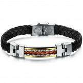 Excellent Quality Titanium Leather Bangle 