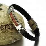 Excellent Quality Titanium Leather Bangle 