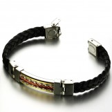 Excellent Quality Titanium Leather Bangle 