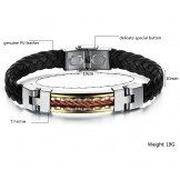 Excellent Quality Titanium Leather Bangle 