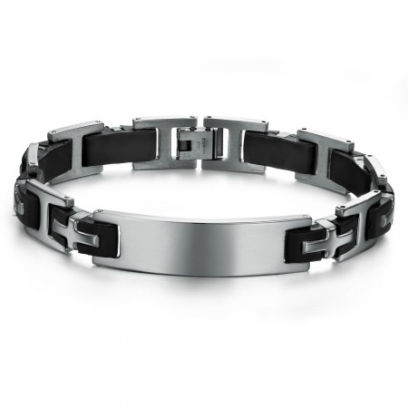 Durable in Use Male Titanium Silicone Bangle 