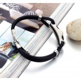 The King of Quantity Black Titanium Leather Bangle