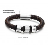 High Quality Brown Titanium Leather Bangle