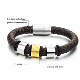 Wide Varieties Brown Titanium Leather Bangle 