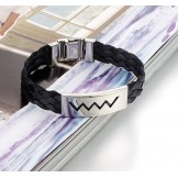 Selling Well all over the World Water Wave Shape Titanium Leather Bangle 