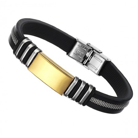 World-wide Renown Male Charm Titanium Silicone Bangle 