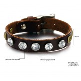 High Quality Retro Titanium Leather Bangle With Rhinestone