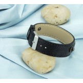 Selling Well all over the World Black Titanium Leather Bangle 