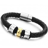 Reliable Reputation Round Shape Titanium Leather Bangle