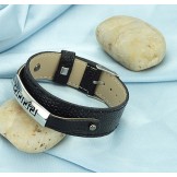 Superior Quality Black Titanium Leather Bangle