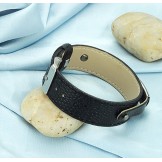 Superior Quality Black Titanium Leather Bangle