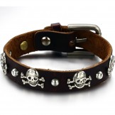 Stable Quality Male Retro Titanium Leather Bangle 