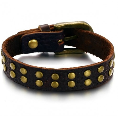 Reliable Quality Retro Titanium Leather Bangle