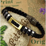 Stable Quality Titanium Leather Bangle 