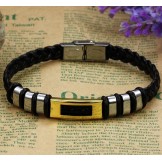 Stable Quality Titanium Leather Bangle 