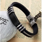 Durable in Use Black Titanium Silicone Bangle 