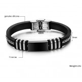 Durable in Use Black Titanium Silicone Bangle 