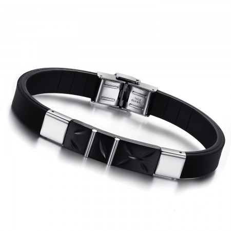 The Queen of Quality Black Titanium Silicone Bangle 