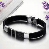 The Queen of Quality Black Titanium Silicone Bangle 