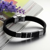 The Queen of Quality Black Titanium Silicone Bangle 