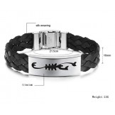 Easy to Use Male Scorpion Titanium Leather Bangle 