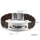 Easy to Use Male Scorpion Titanium Leather Bangle 