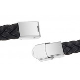 Reliable Reputation Male Black Titanium Leather Bangle  