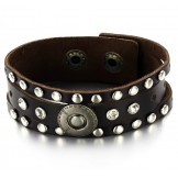 Excellent Quality Male Retro Titanium Leather Bangle 