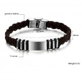 Reliable Quality Brown Titanium Leather Bangle